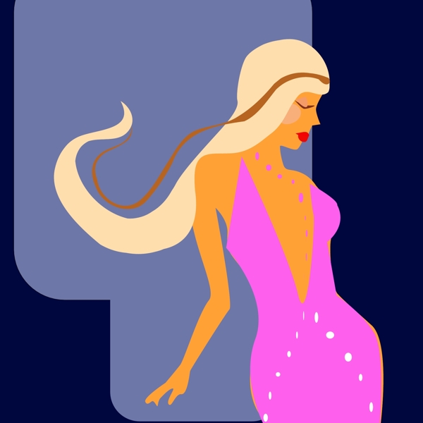 印花矢量圖人物女人夜空CG插畫免費(fèi)素材