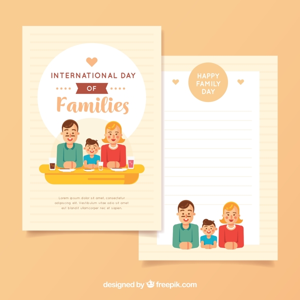 创意国际家庭日三口之家卡片矢量图