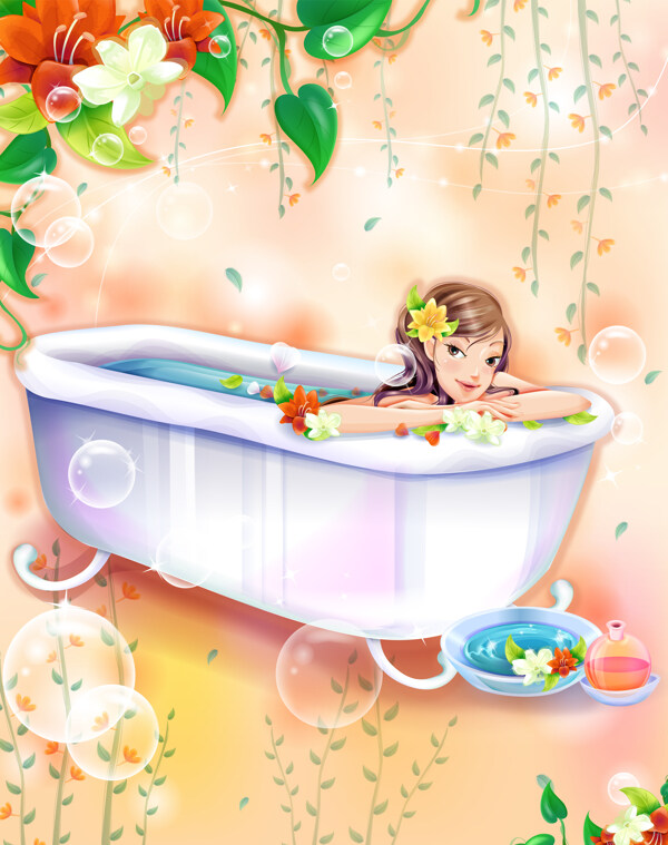 沐浴花間