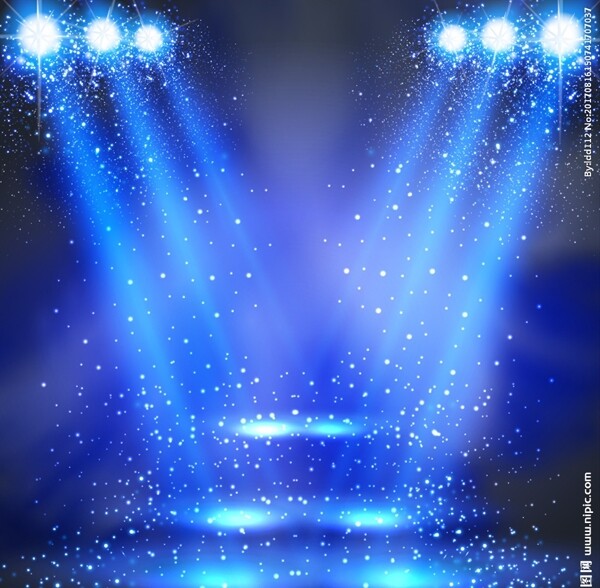 蓝色唯美闪耀舞台射灯矢量素材