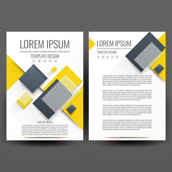 黄色和灰色的正方形形状的业务手册模板