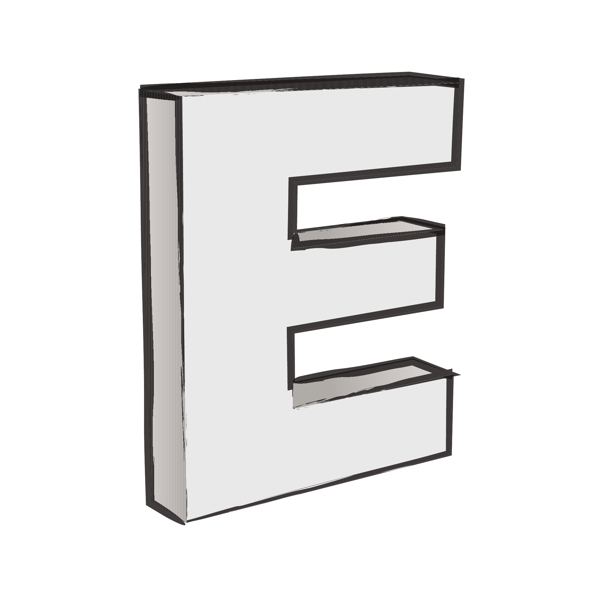 復(fù)古的3D字母E的文本向量