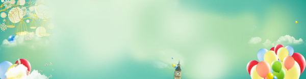 清新卡通彩色氣球淘寶banner背景