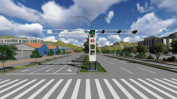 框架式交通信号灯路口图片