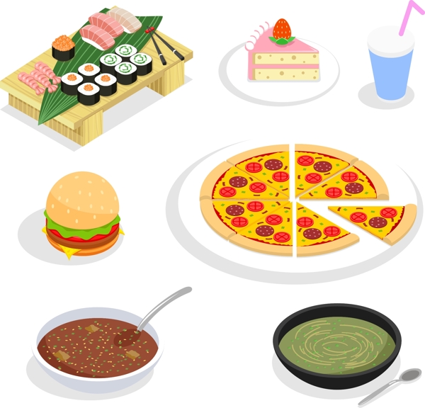 美食食物甜品冰淇淋卡通背景矢量裝飾素材