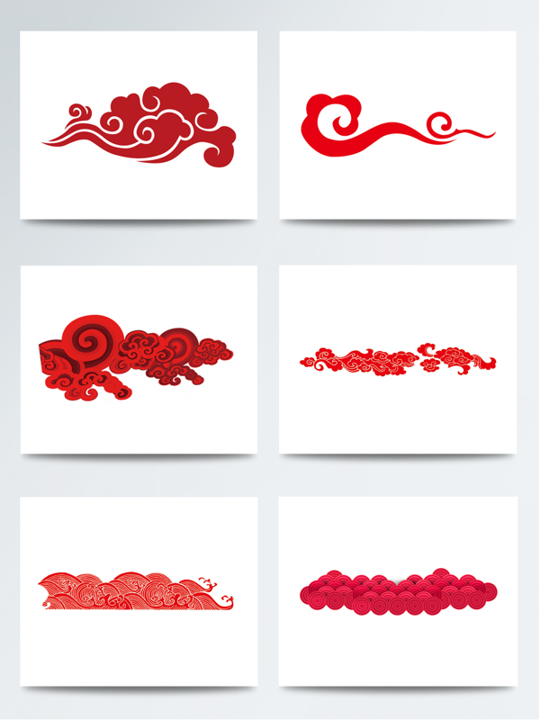 红色中国风浪花花纹元素素材