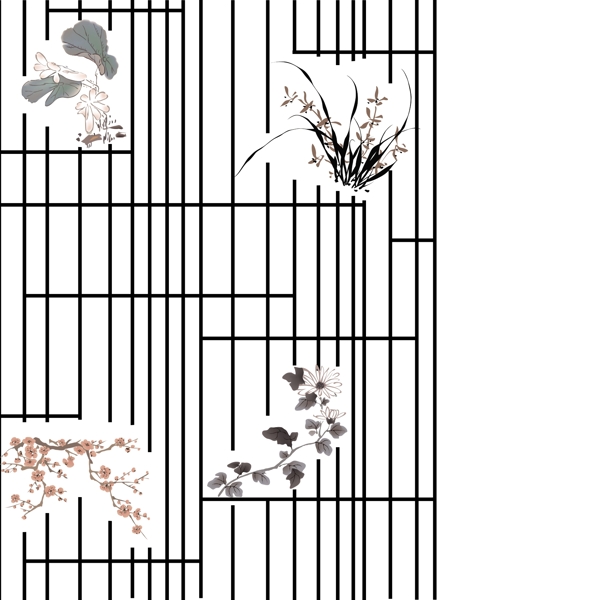 四君子移門圖片