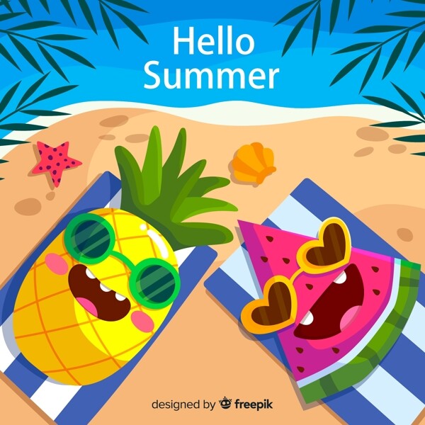 度假的菠萝和西瓜图片