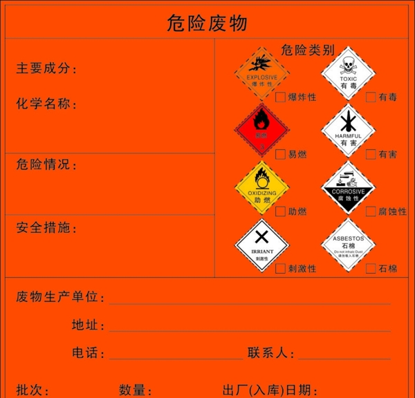 危險廢物標(biāo)簽