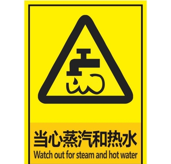 当心蒸汽和热水