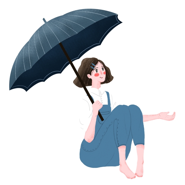 小清新可爱撑着雨伞的女孩