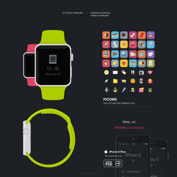 applewatch扁平化psd