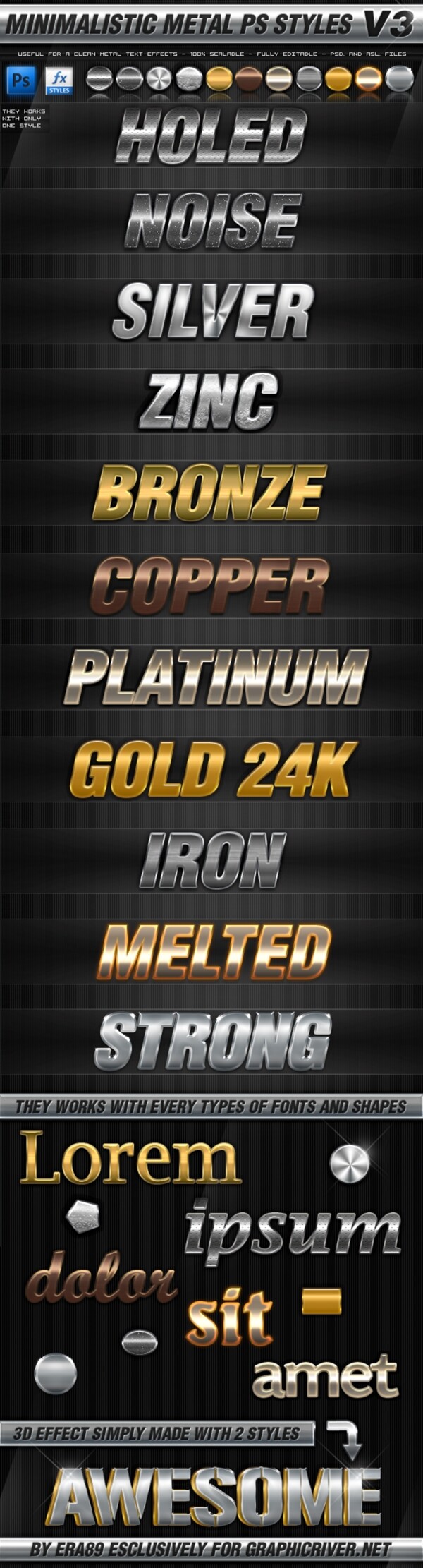 金属质感的黄金立体字样式