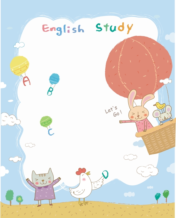 英语学习动物漫画矢量EPS15