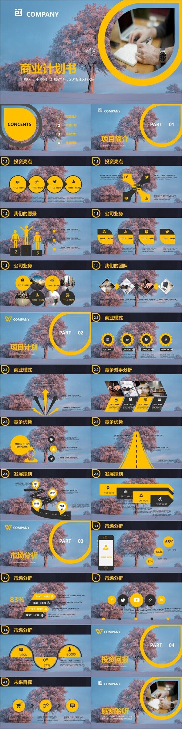 藍色天空商業(yè)計劃書PPT模板