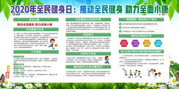 全民健身社會公益墻貼宣傳展板