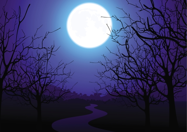 夜晚高空中的月亮