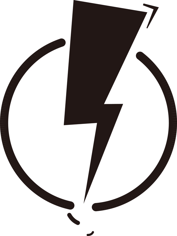 黑白幾何簡約圖案之閃電課上用元素