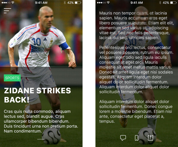体育新闻App移动手机APP界面UI