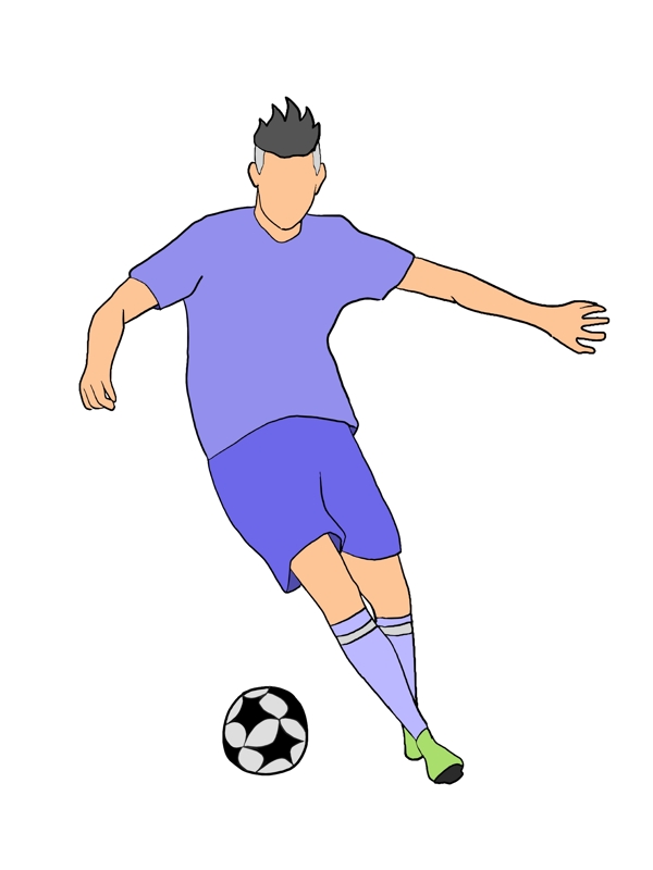 踢足球的男孩卡通插画