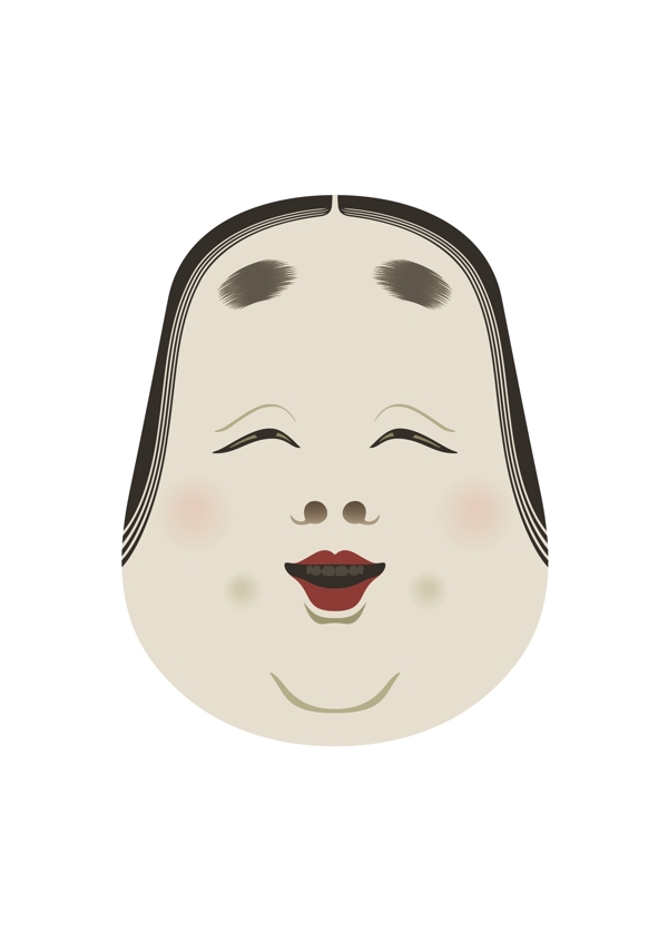 卡通手绘日本传统女人面具