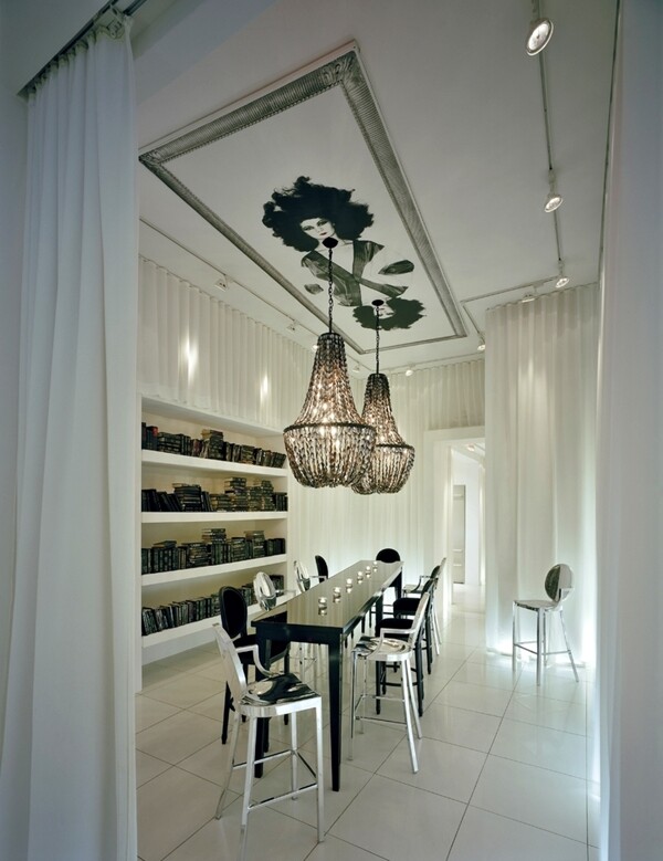 别墅室内餐厅现代时尚书架吊顶装修效果图