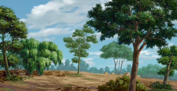 树林动画场景分层图片
