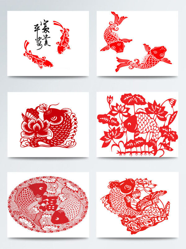 春节红色剪纸装饰图案
