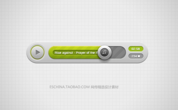 网页播放器按钮分层图标设计素材