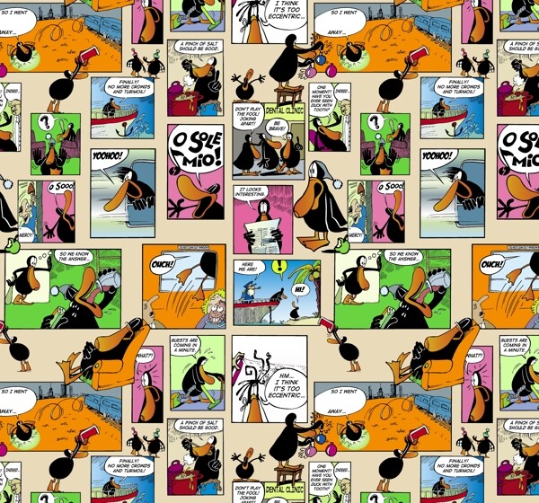 完美彩绘卡通鸭子分镜对话印花图