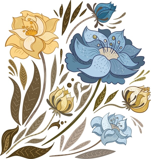 手繪時(shí)尚藝術(shù)花朵插畫
