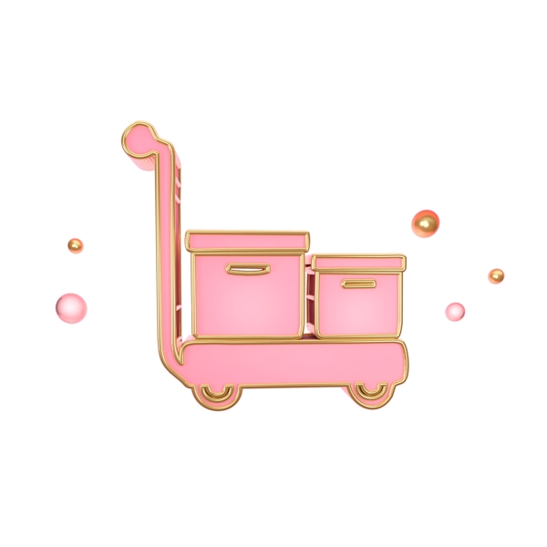 立体粉色板车货物图标