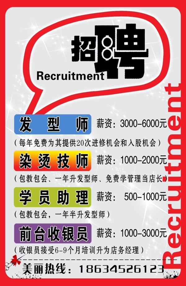 理發(fā)店招聘海報(bào)圖片