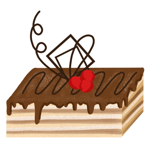 美味巧克力小蛋糕小甜点甜品手绘
