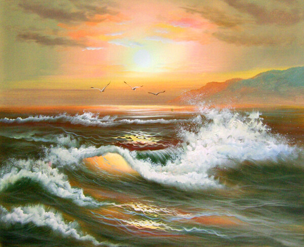 海上晚霞圖片