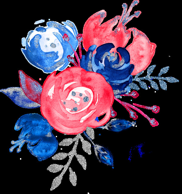 厚重彩绘花束花朵装饰图案