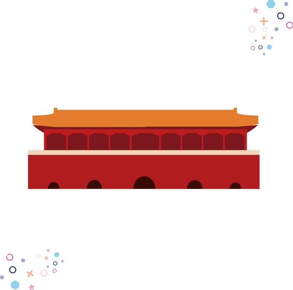中国古代建筑矢量手绘元素背景套图3