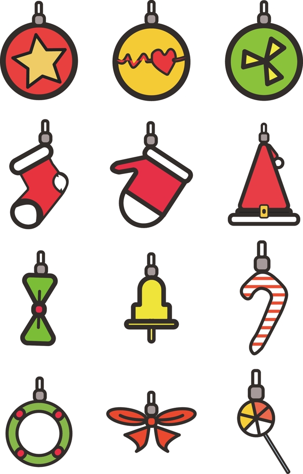 圣诞挂件icon简约可爱可商用元素