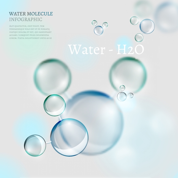 透明水分子信息图表矢量素材