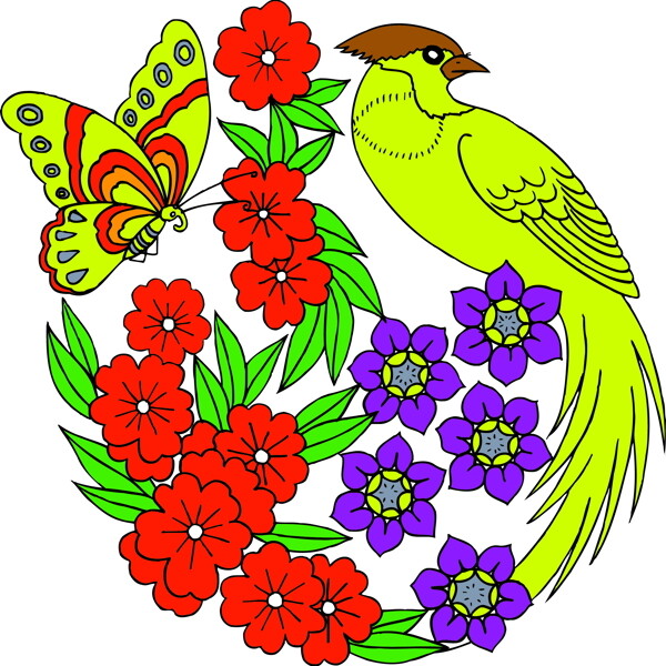 鳥(niǎo)獸吉祥插圖裝飾