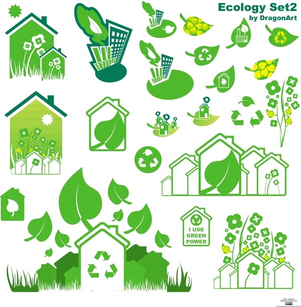 绿色环保促销循环使用房子树叶环保
