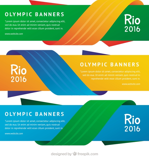 带有丝带的巴西里约奥运会矢量图横幅