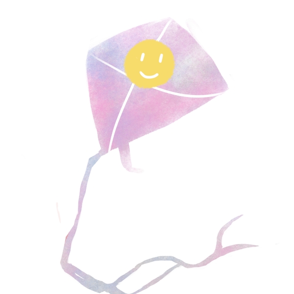 唯美手绘一只粉色的风筝设计