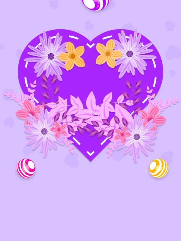 紫色系花朵爱心母亲节背景