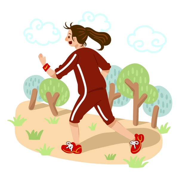 女子跑步慢跑长跑奔跑户外运动锻炼健身人物
