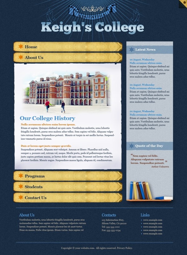 费伯大学信息网页模板