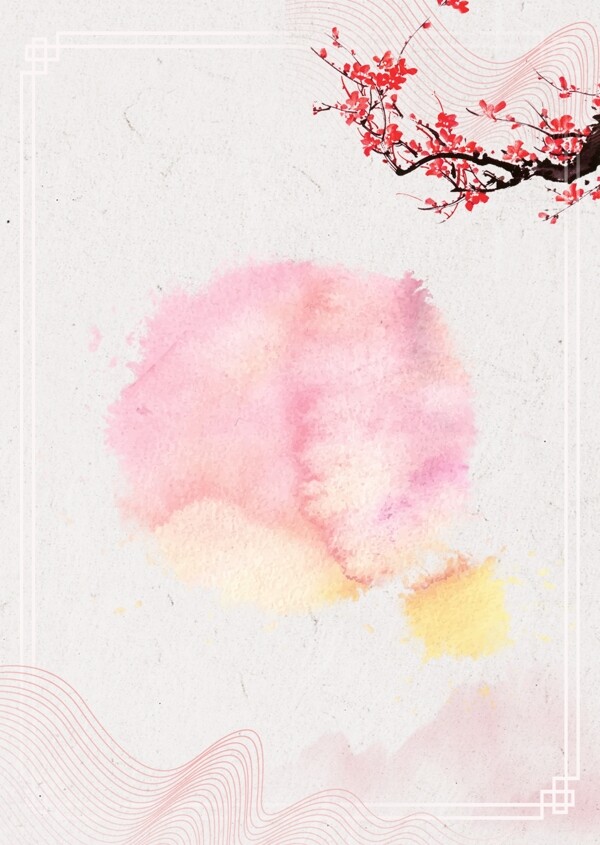 粉色朴素简洁传统墨水画海报背景毛板