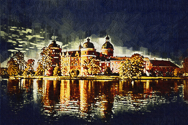 城堡装饰画抽象画