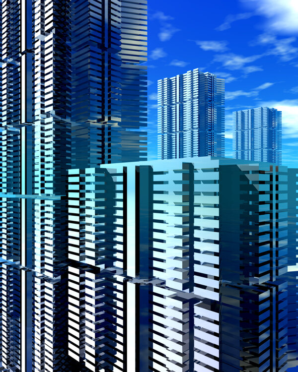 商業(yè)空間樓房建筑效果圖高樓大廈高科技區(qū)水滴科幻