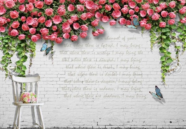 玫瑰花背景墙图片